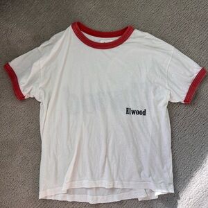 Elwood Women's White and Red Short Sleeve Tee
